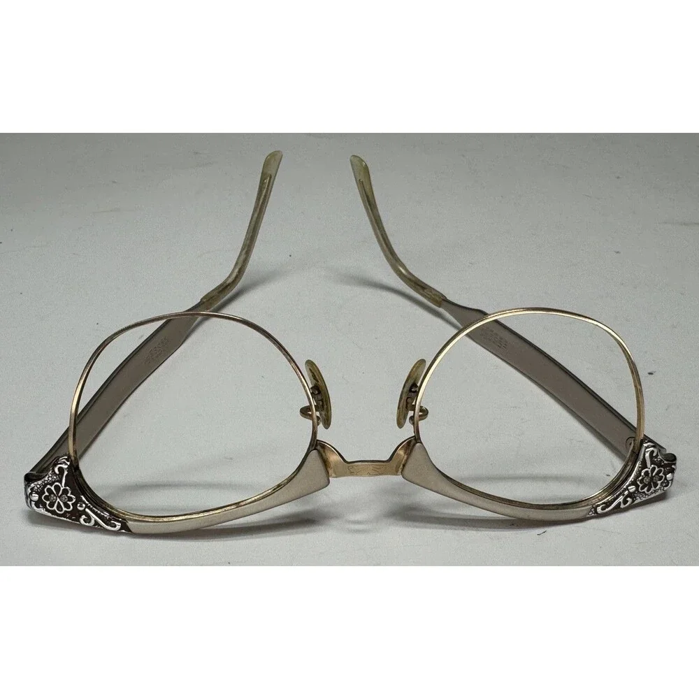 VTG Art Craft Aluminum Cat Eye Eyeglasses Frames 12k GF USA Retro MCM Prop
